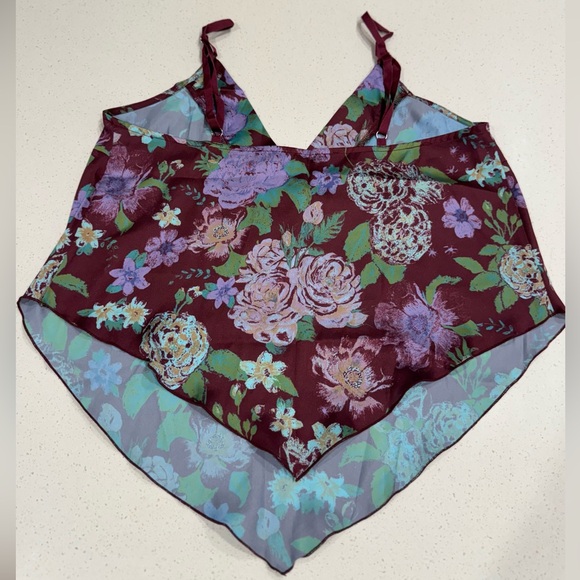 NWOT Free People Intimately Purple Floral Cami - Adjustable V-Neck Top - Picture 10 of 13